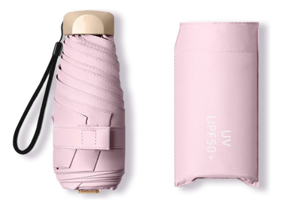 Sombrilla Paraguas De Bolsillo Resistente Reforzada Anti-uv Rosa