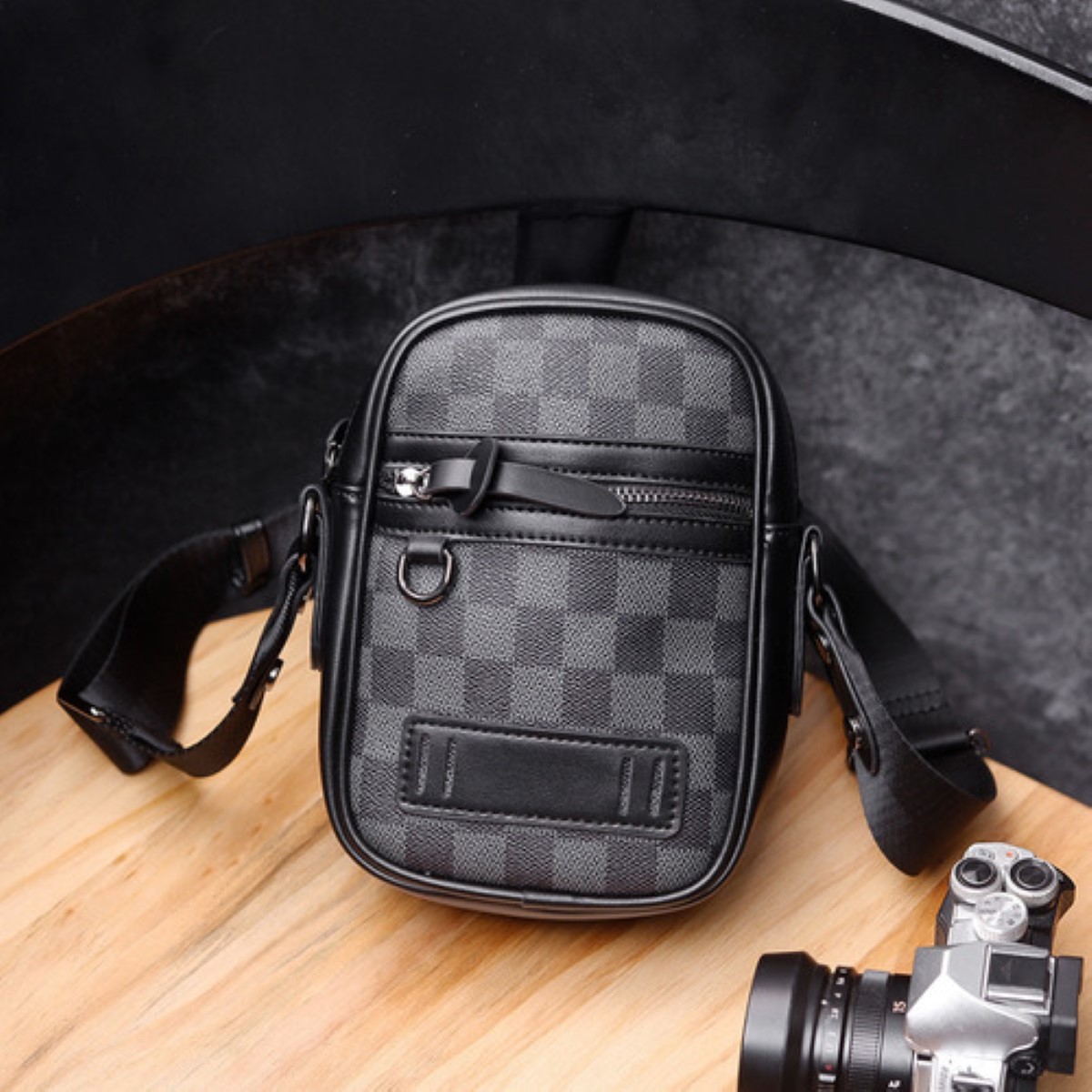 Bolso Para Hombre Crossbody Casual Negro Urbano ovalado 