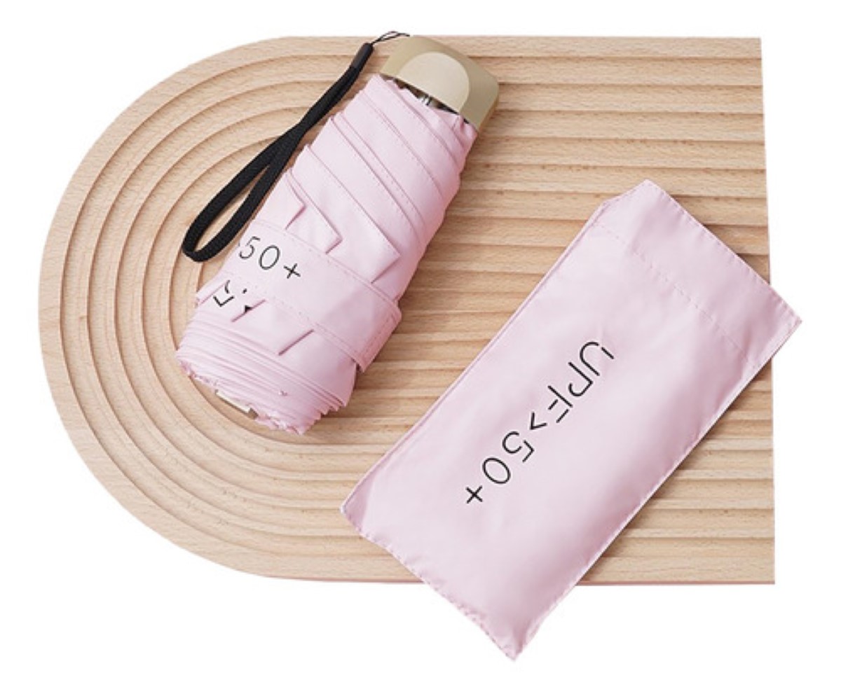 Sombrilla Paraguas De Bolsillo Resistente Reforzada Anti-uv Rosa