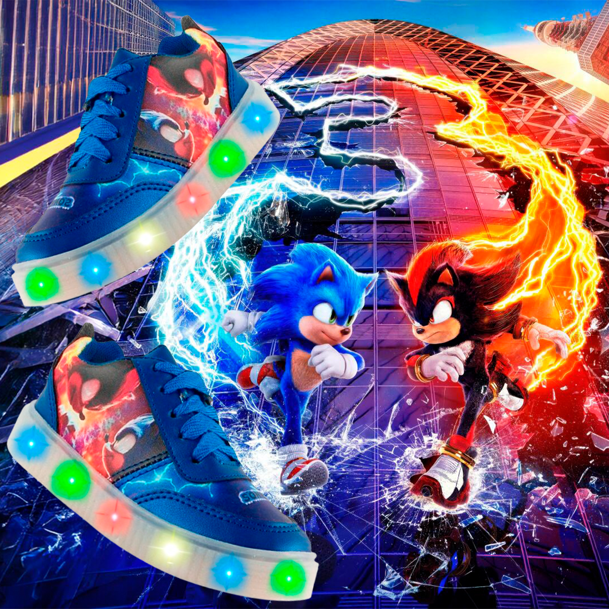 Tenis Niños Sonic 3 Luces Leds Deportivos Videojuego 770-RRS