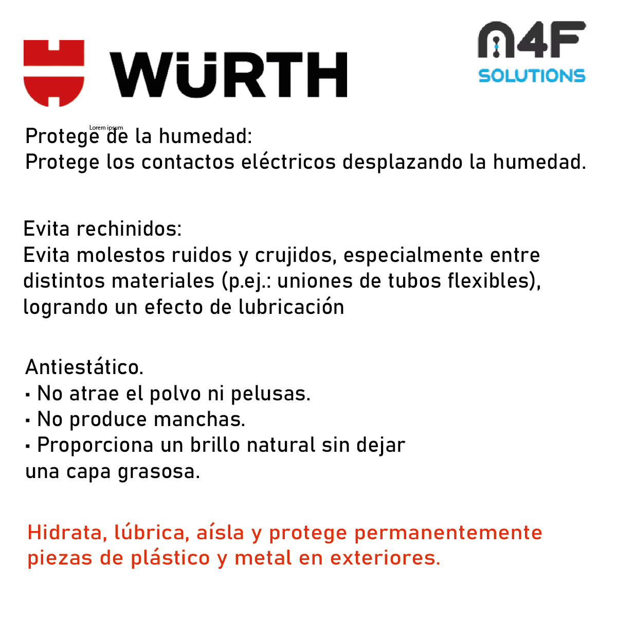 Wurth Silicona Protector Abrillantador Plásticos 500 mL 1 pz
