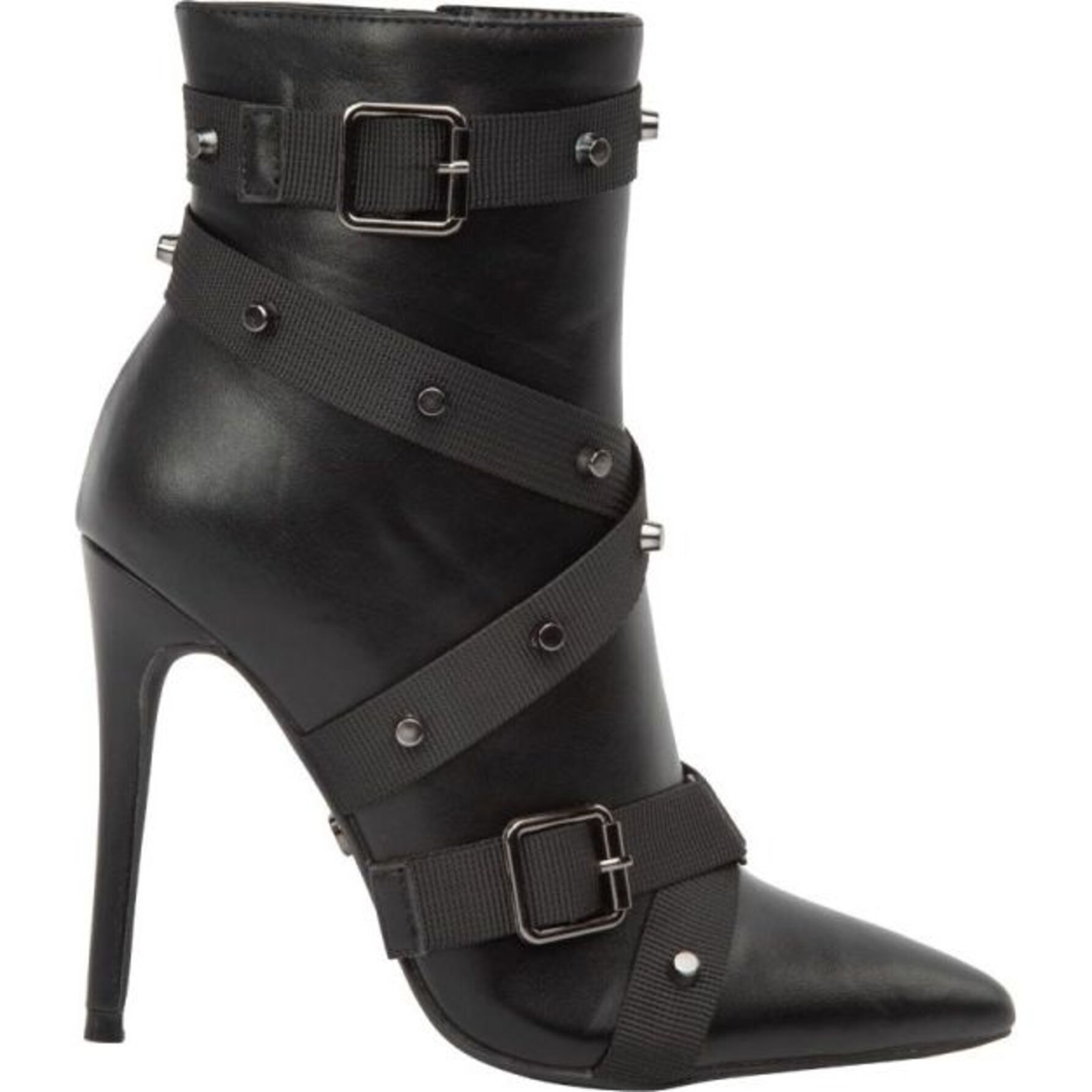 Bota para mujer, corta, con estoperoles, tacón alto, puntal