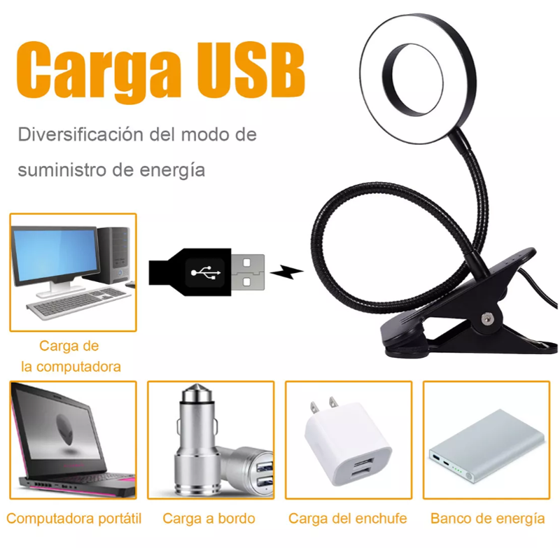 Lampara Escritorio Usb De Luz De Noche Ajustable Con Clip