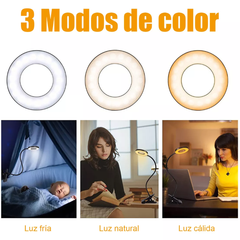 Lampara Escritorio Usb De Luz De Noche Ajustable Con Clip