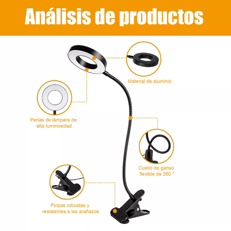 Lampara Escritorio Usb De Luz De Noche Ajustable Con Clip