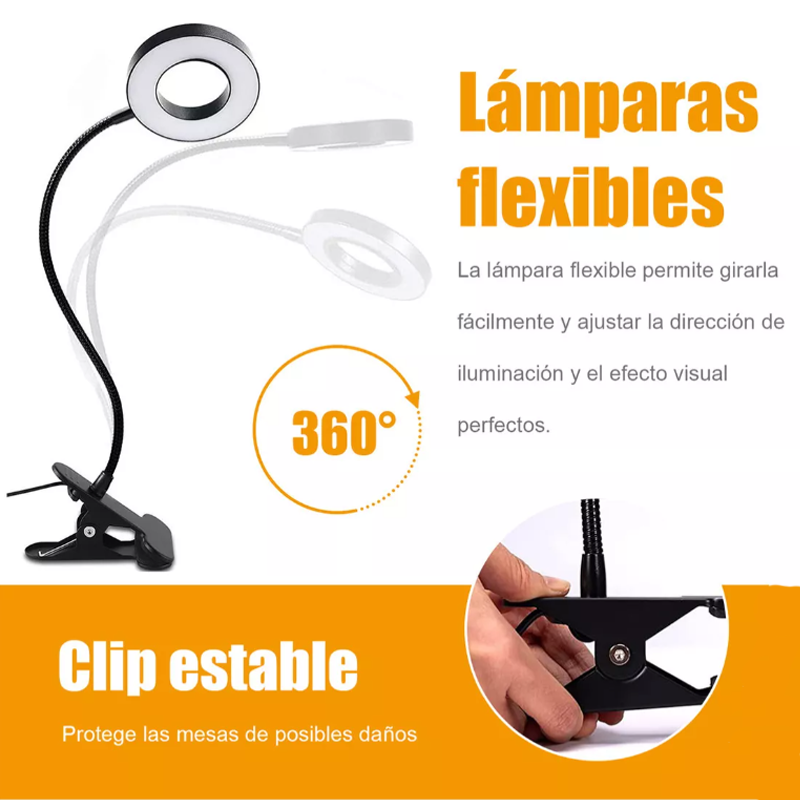 Lampara Escritorio Usb De Luz De Noche Ajustable Con Clip