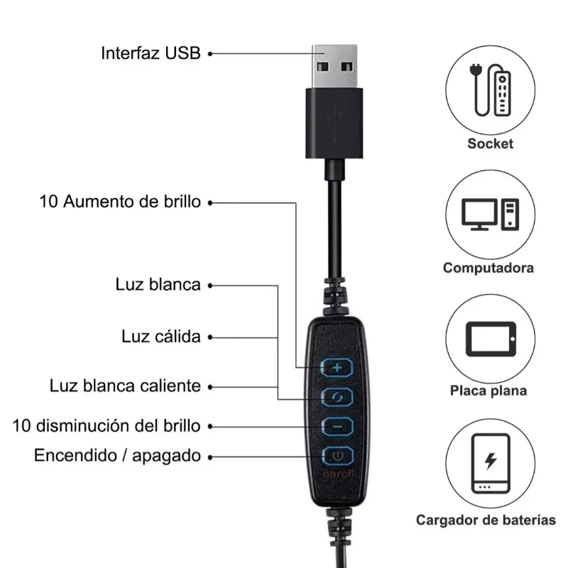 Lámpara De Escritorio Led Con Brazo Oscilante Giratoria 360