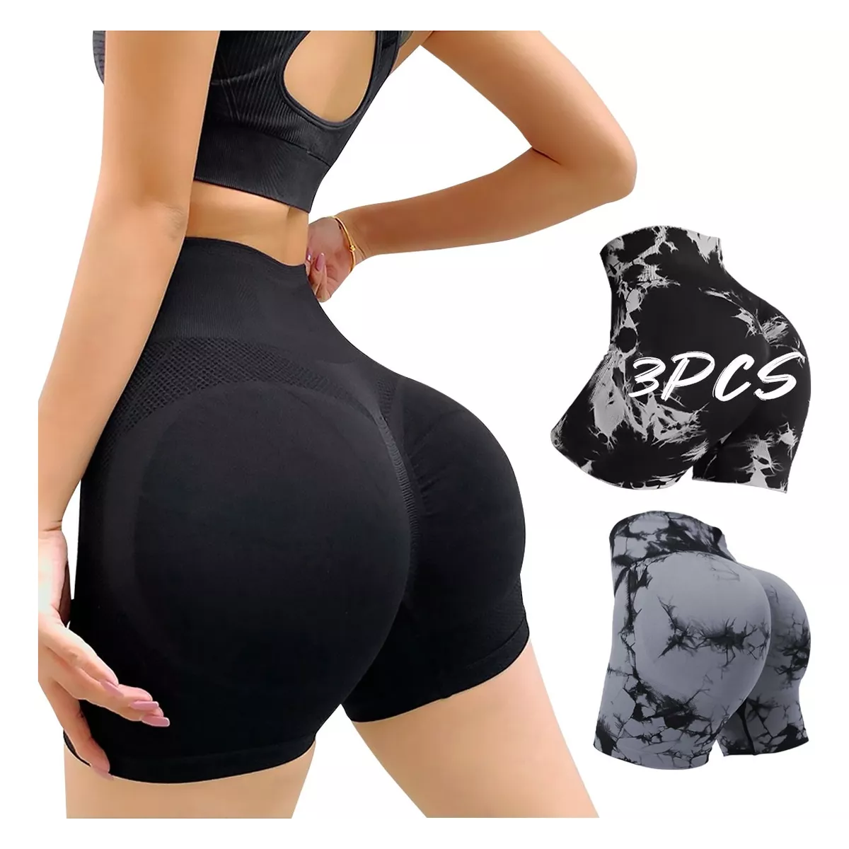 3pzs Leggins Deportivos Mallas Mujer Licra Push Up Gym Yoga Talla L