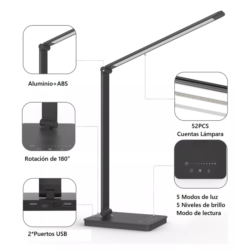 Lámparas De Escritorio Mesa De Buró Led 5 Modos Para Lectura