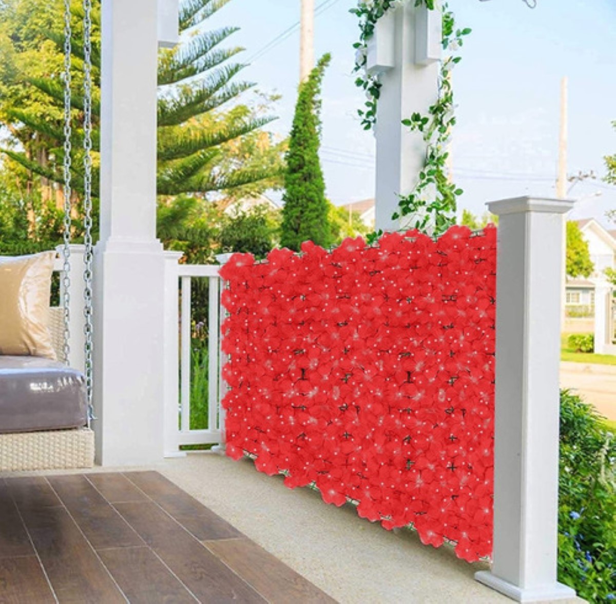 Follaje Rollo Cerca Planta Artificial Floressimulación 3x1mt Rojo