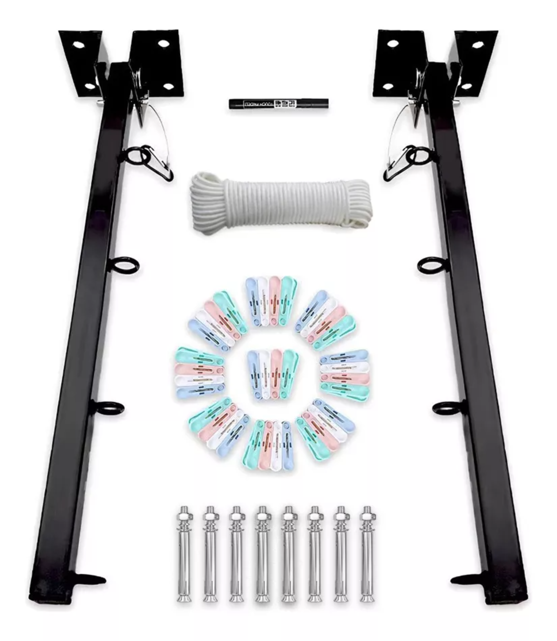 Tendedero Plegable Abatible Retráctil Metal Y 50 Pinzas Ropa