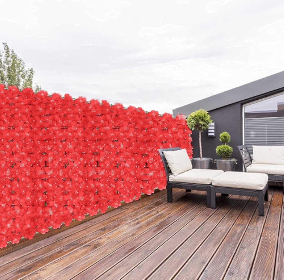 Follaje Rollo Cerca Planta Artificial Floressimulación 3x1mt Rojo