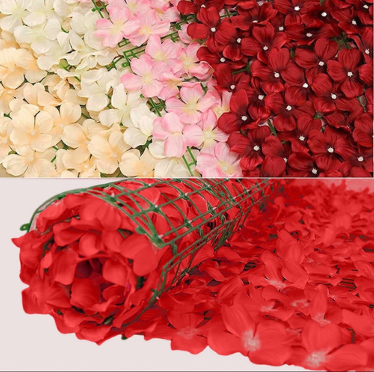 Follaje Rollo Cerca Planta Artificial Floressimulación 3x1mt Rojo
