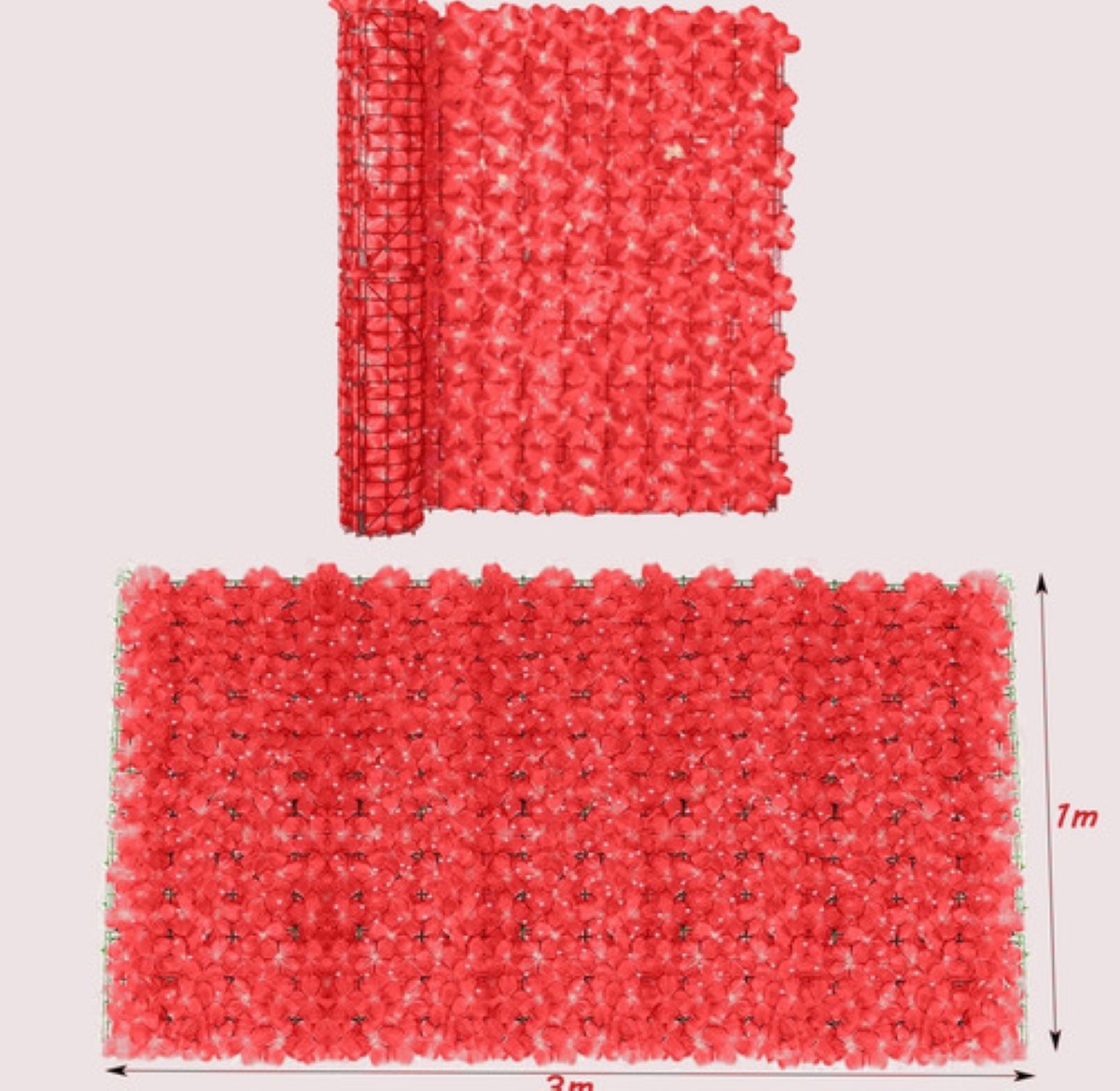 Follaje Rollo Cerca Planta Artificial Floressimulación 3x1mt Rojo