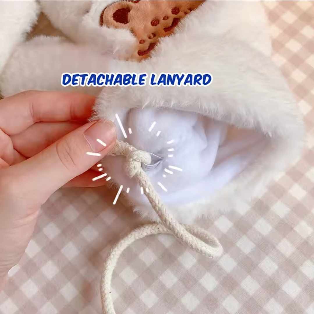 Guantes de felpa kawaii, manoplas de invierno calientitas, oso beige,para mujer