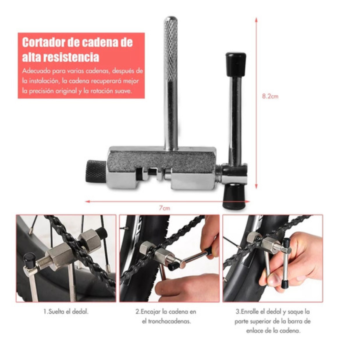 Herramientas P/reparación Bicicletas Extractor Pernos Cadena negro plata