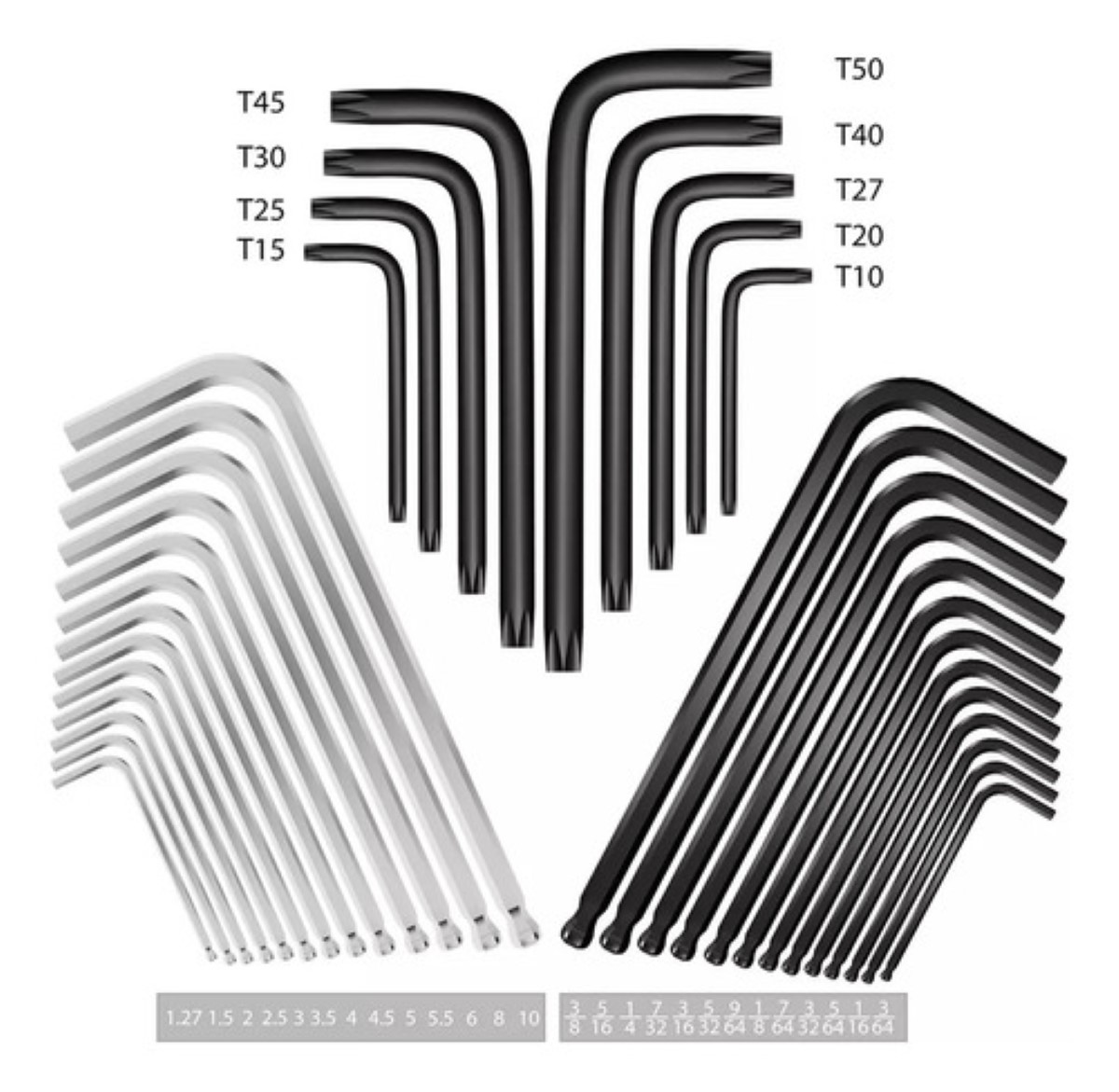 36pcs Juego De Llaves Allen Pulgadas Y Métricas negro plata rojo