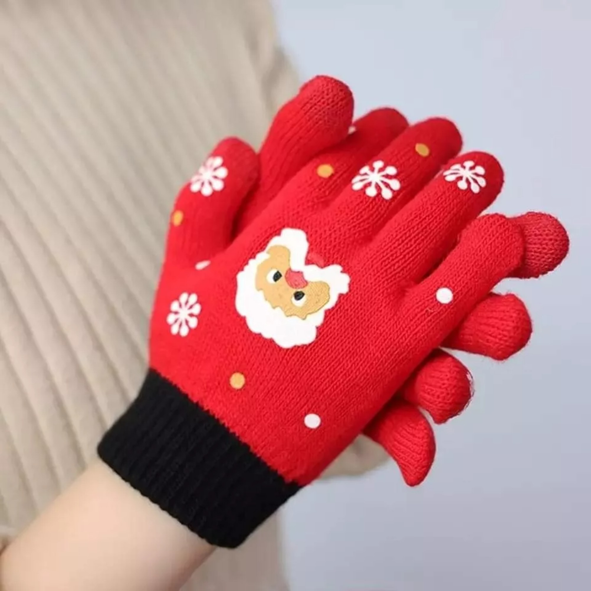 Pack de 2 pares de Guantes infantiles de Navidad, guantes navideños