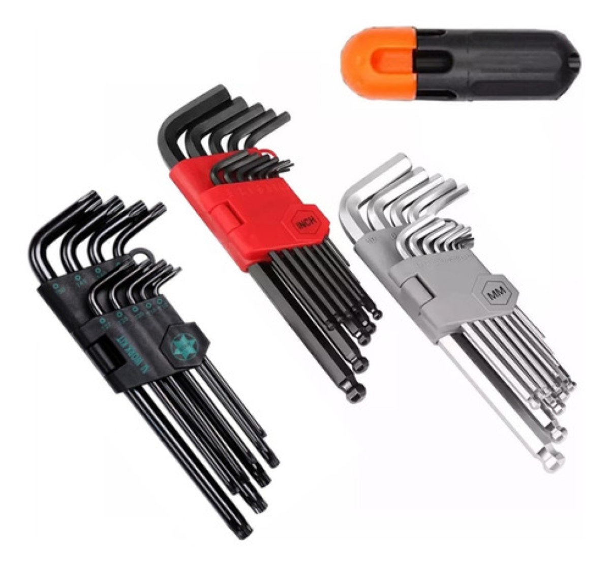 36pcs Juego De Llaves Allen Pulgadas Y Métricas negro plata rojo