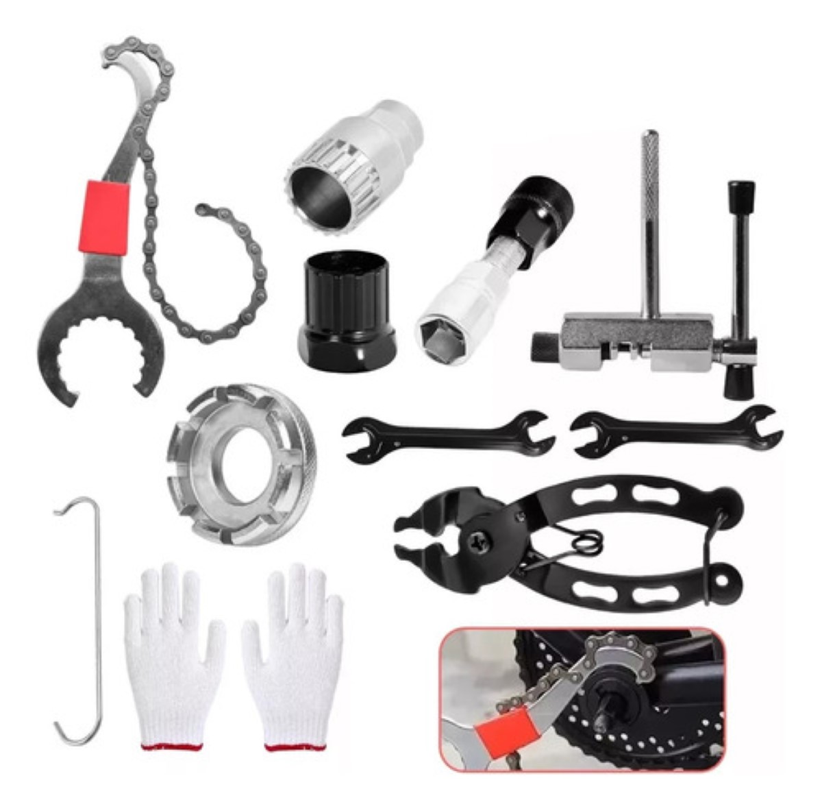 Herramientas P/reparación Bicicletas Extractor Pernos Cadena negro plata