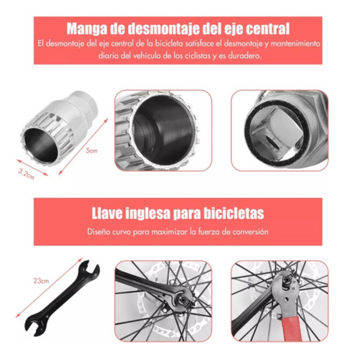 Herramientas P/reparación Bicicletas Extractor Pernos Cadena negro plata