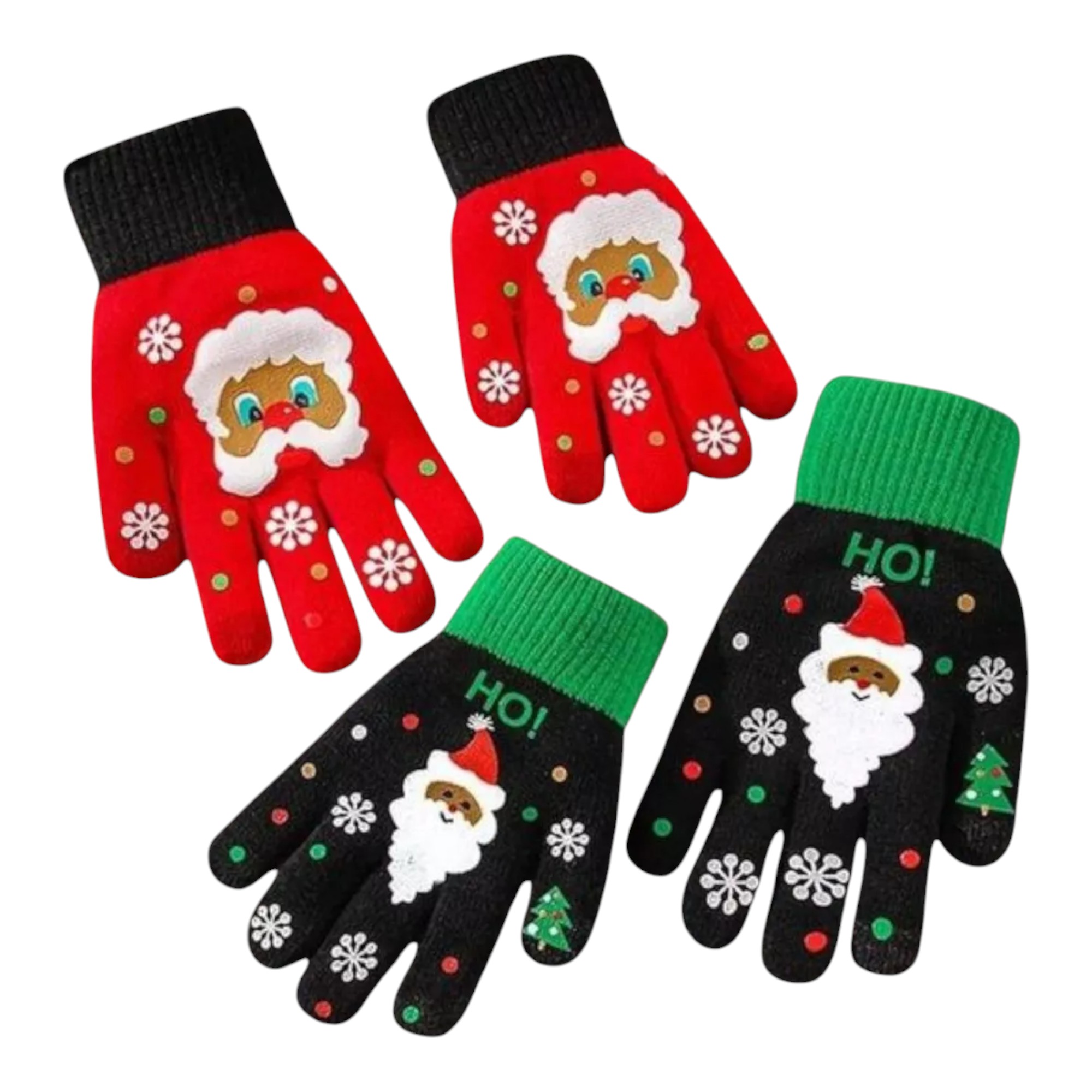 Pack de 2 pares de Guantes infantiles de Navidad, guantes navideños