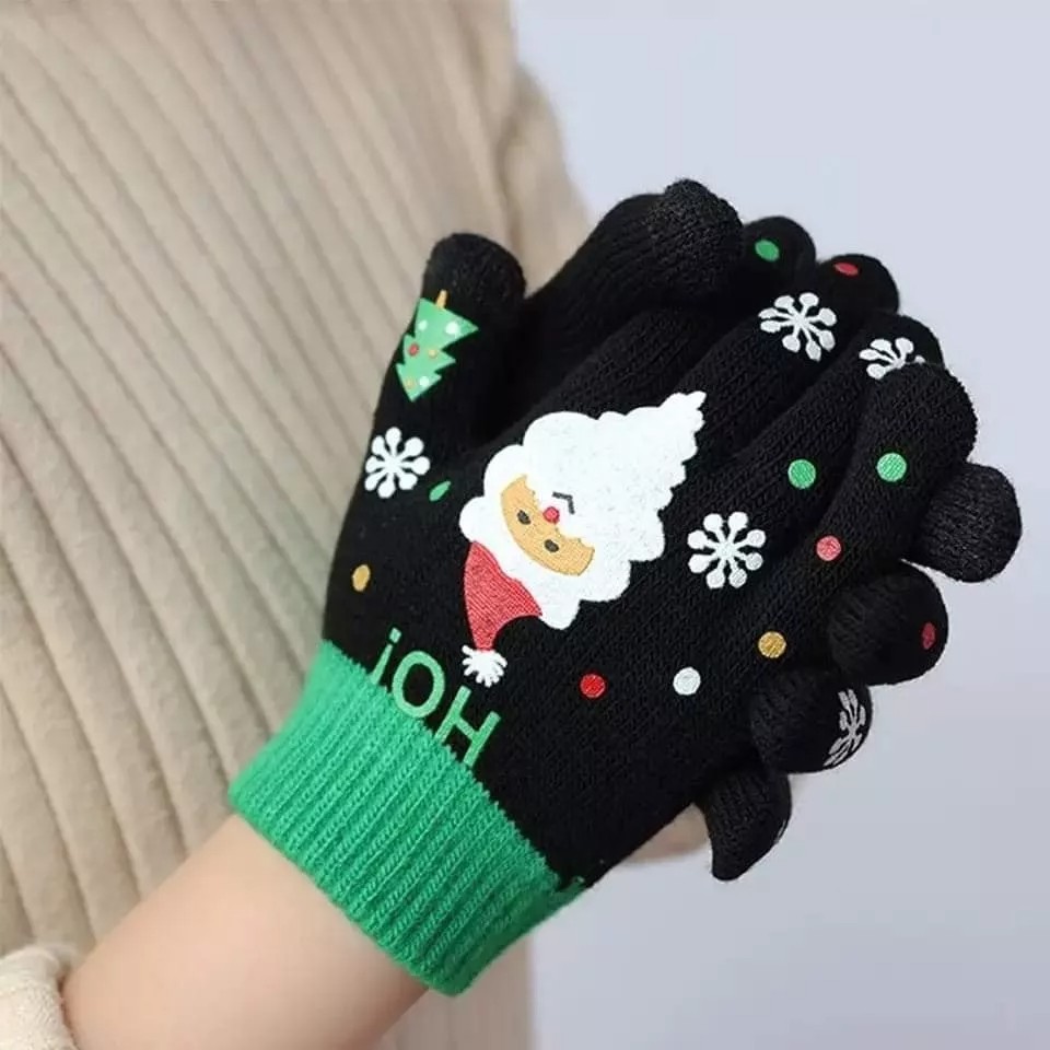 Pack de 2 pares de Guantes infantiles de Navidad, guantes navideños