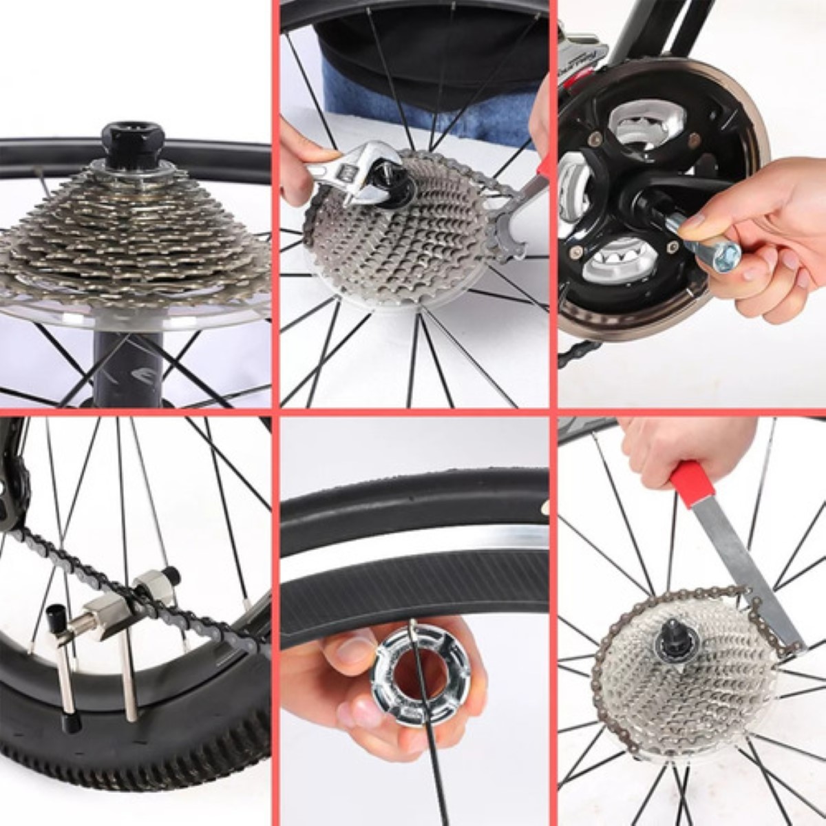 Herramientas P/reparación Bicicletas Extractor Pernos Cadena negro plata