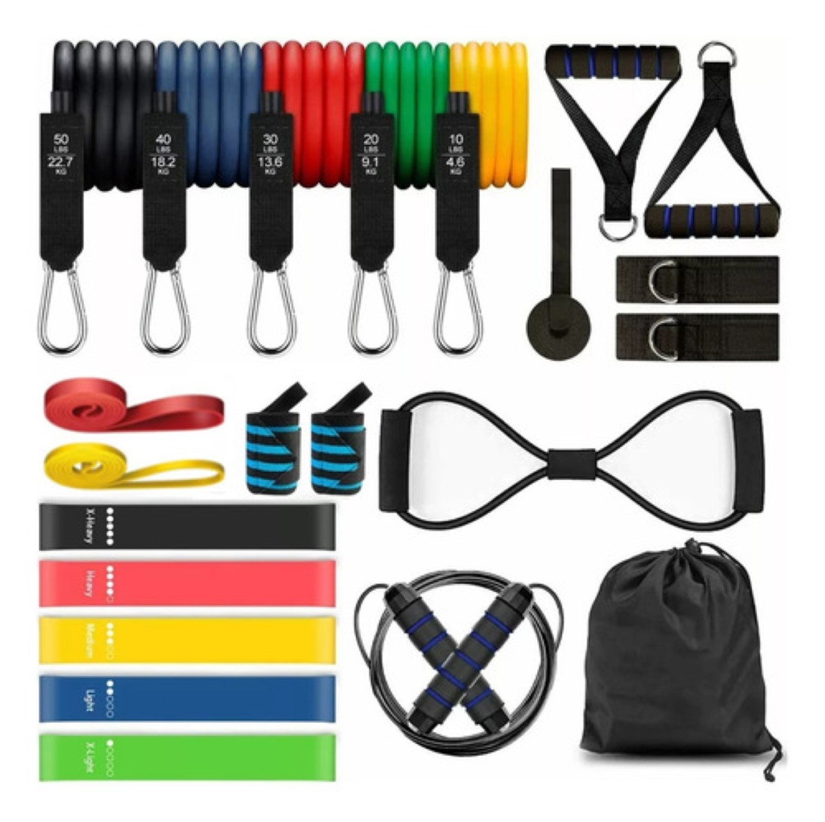 150lbs Kit De Banda De Resistencia Ligas Para Ejercicio 23pz colores