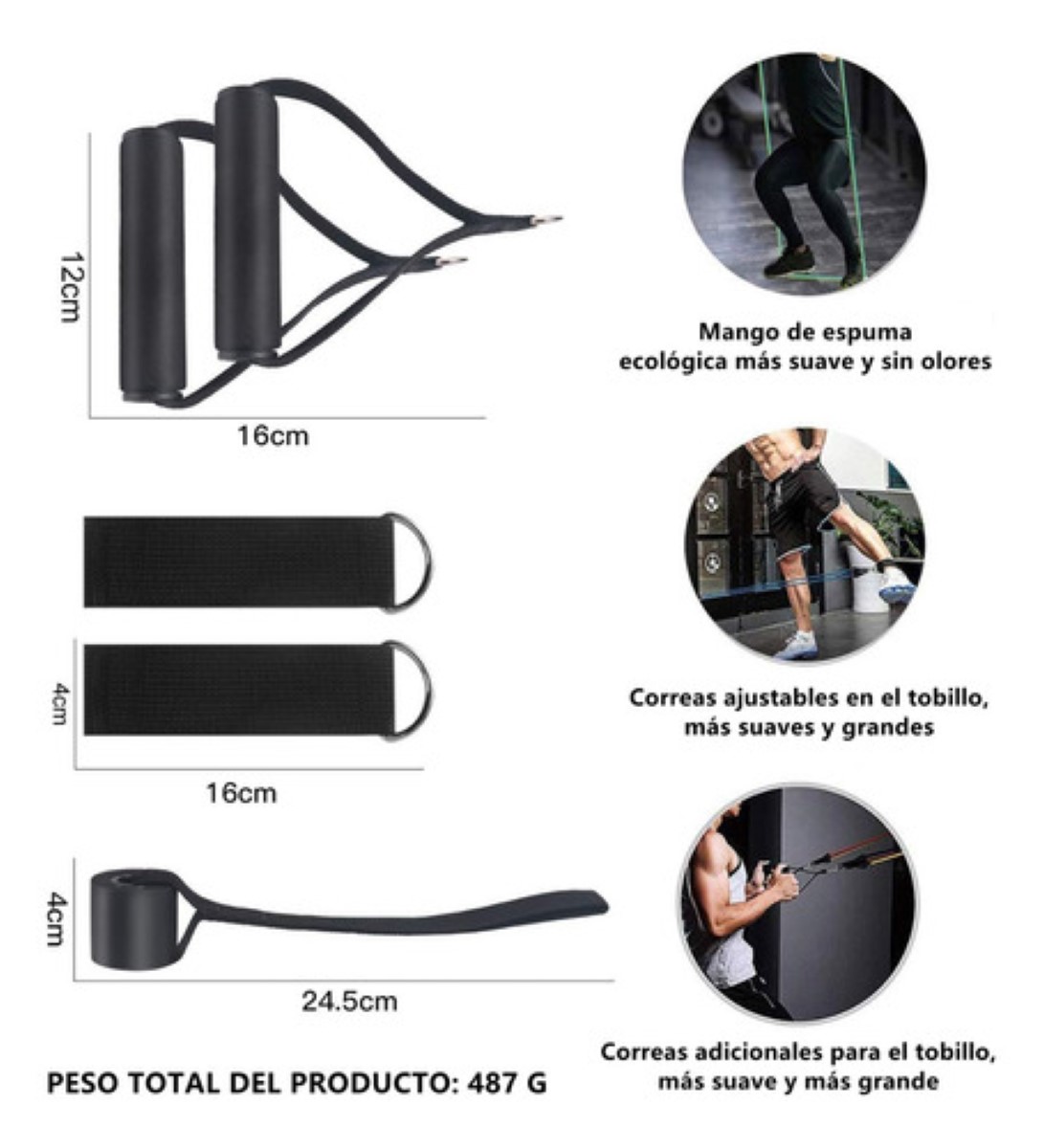 150lbs Kit De Banda De Resistencia Ligas Para Ejercicio 23pz colores
