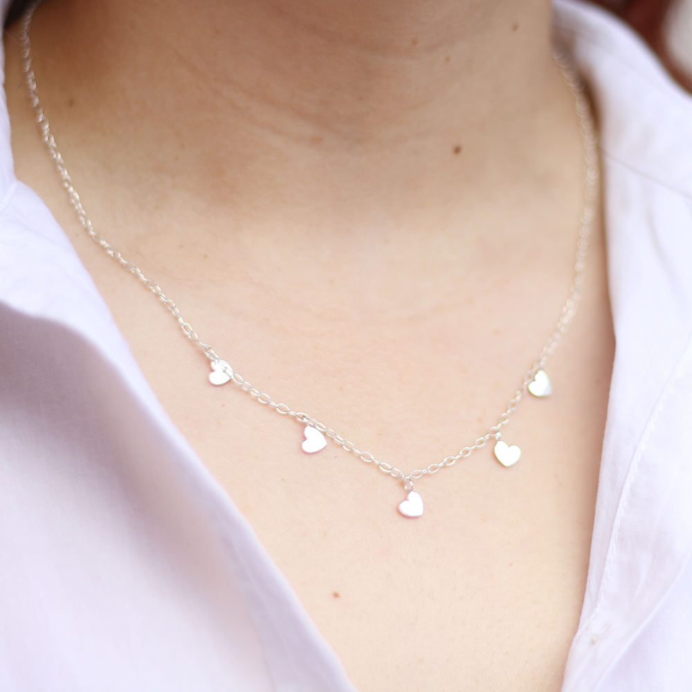 Collar de Corazón con Cadena de Plata por Anante Joyería, Colección Amore para Mujer
