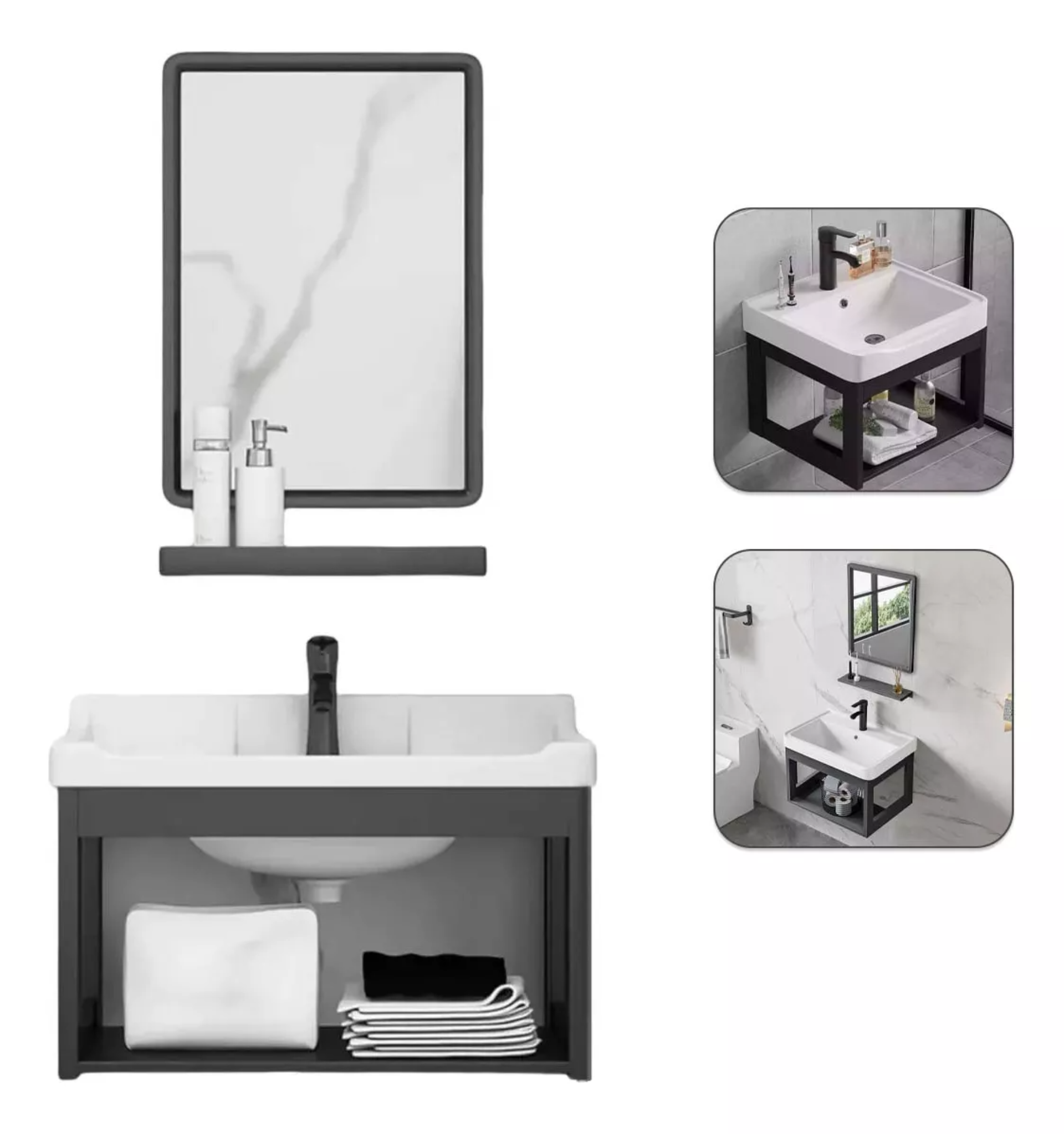 Lavabo De Marmol Espejo Baño Mini Lavabo Moderno Con Espejo