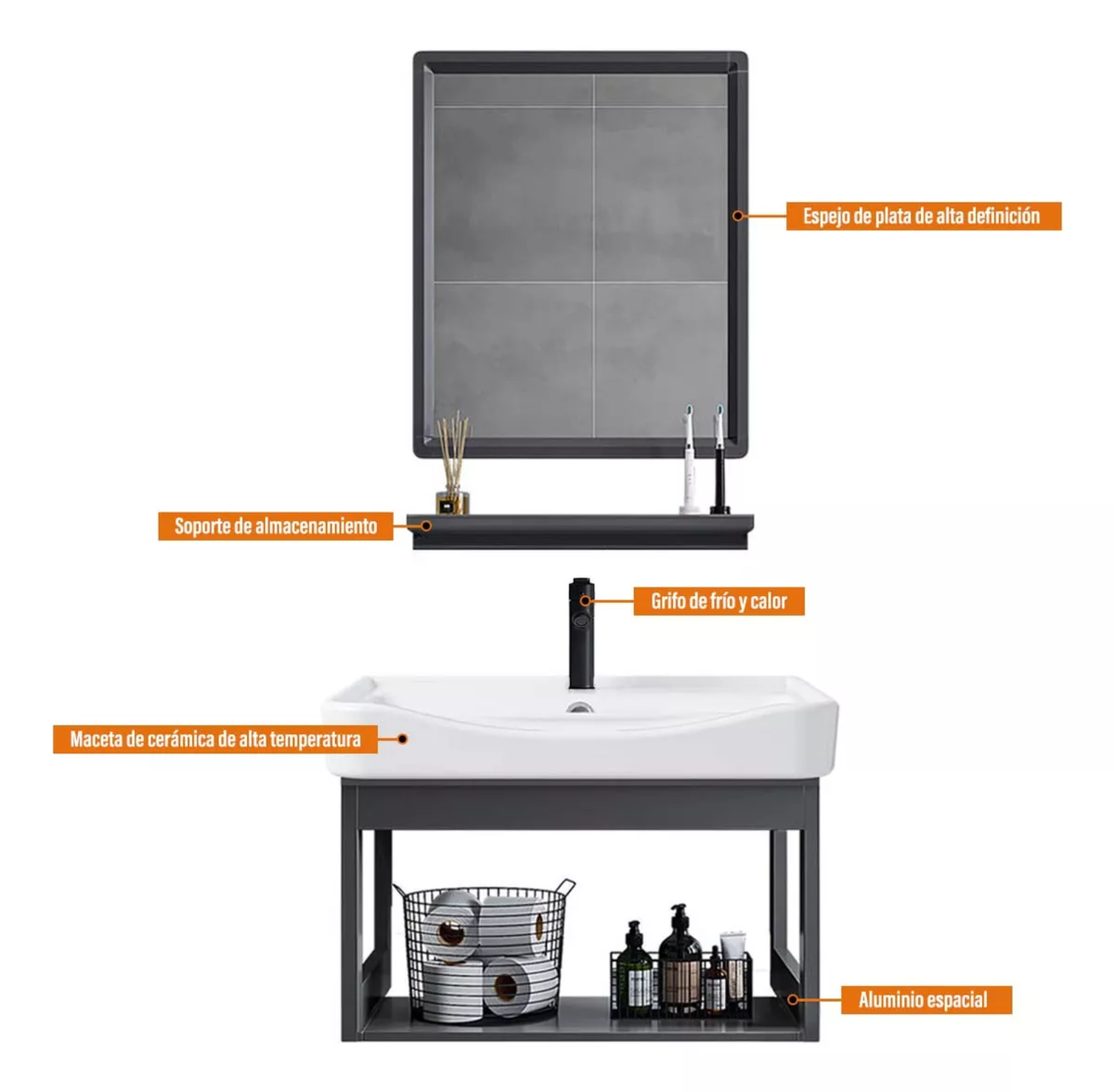 Lavabo De Marmol Espejo Baño Mini Lavabo Moderno Con Espejo