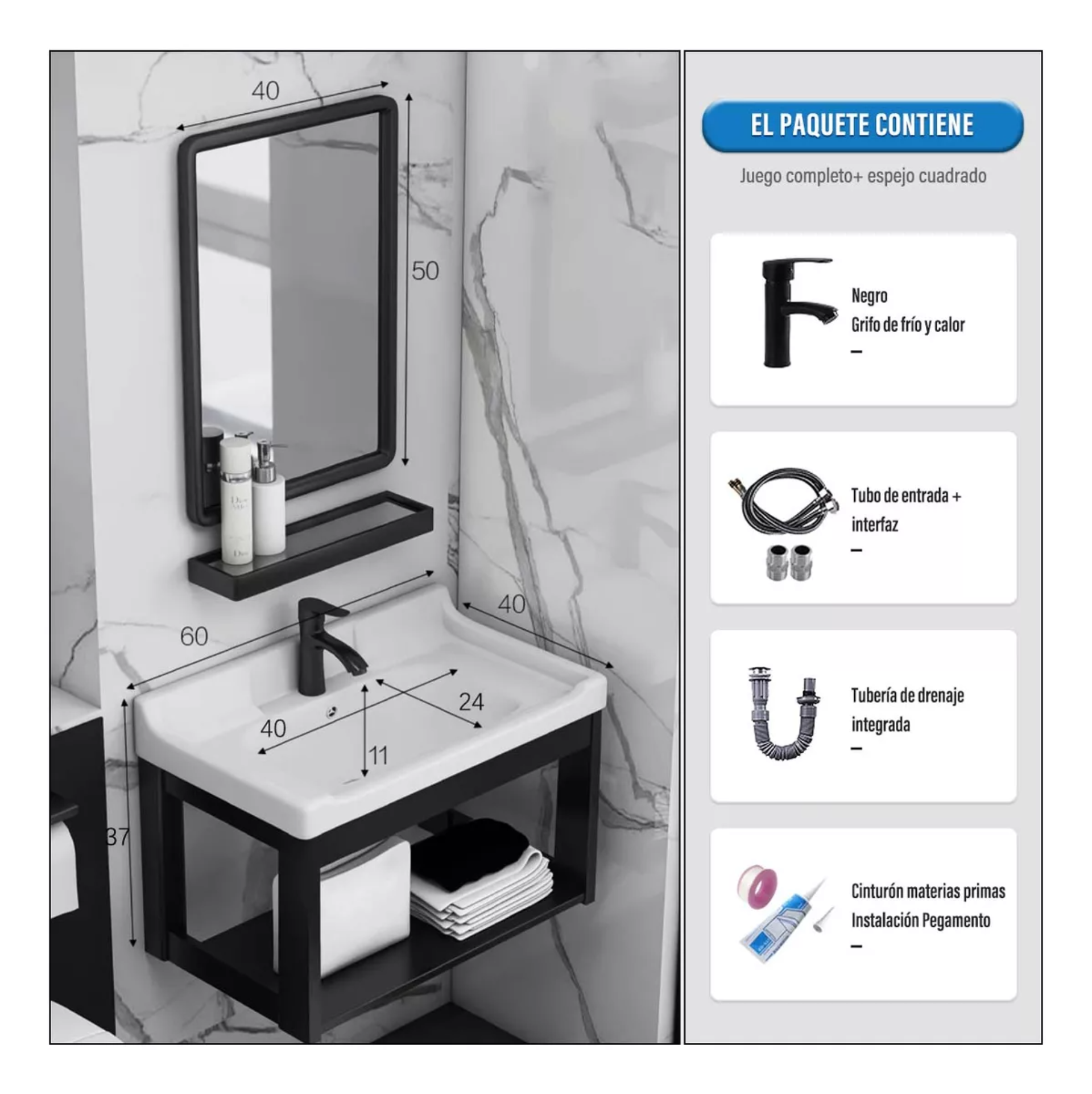 Lavabo De Marmol Espejo Baño Mini Lavabo Moderno Con Espejo