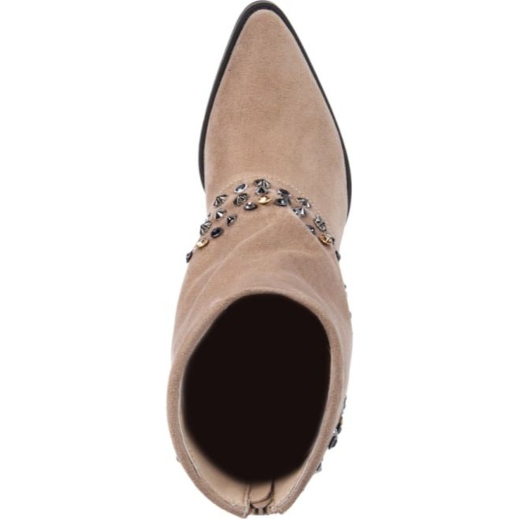 Bota para mujer, tipo polaina, con estoperoles, puntal, acabado ante, marca Belinda Peregrin 1143025