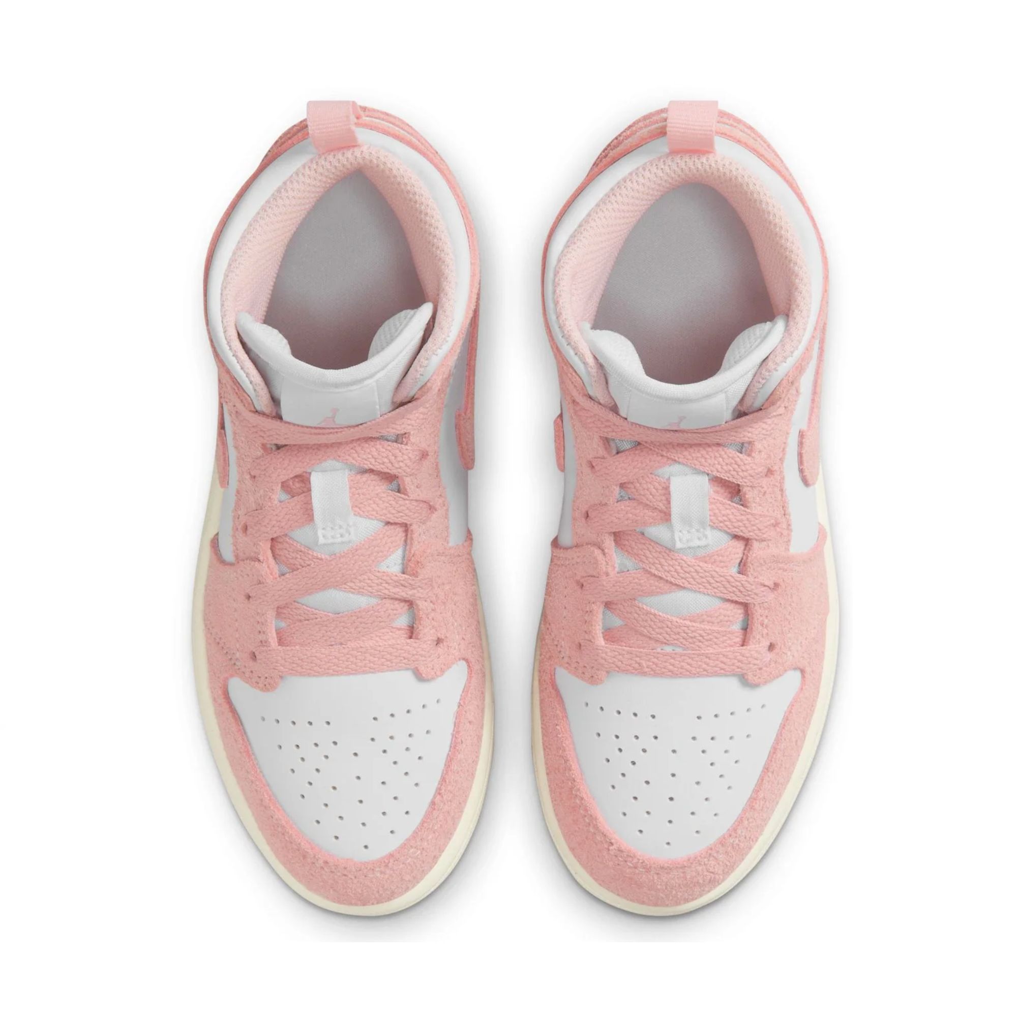 Tenis Jordan 1 Mid SE rosa con blanco para niñas Original FN7493161 