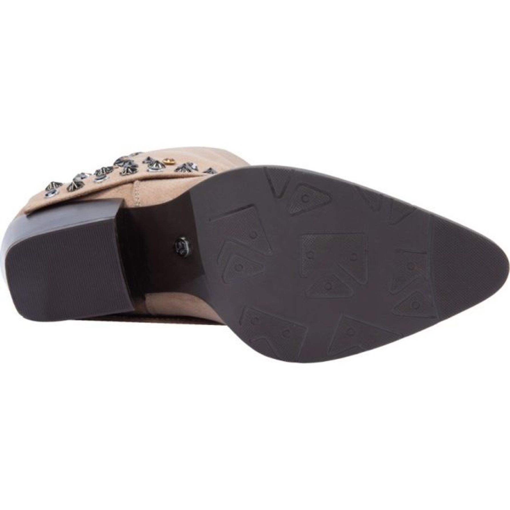 Bota para mujer, tipo polaina, con estoperoles, puntal, acabado ante, marca Belinda Peregrin 1143025