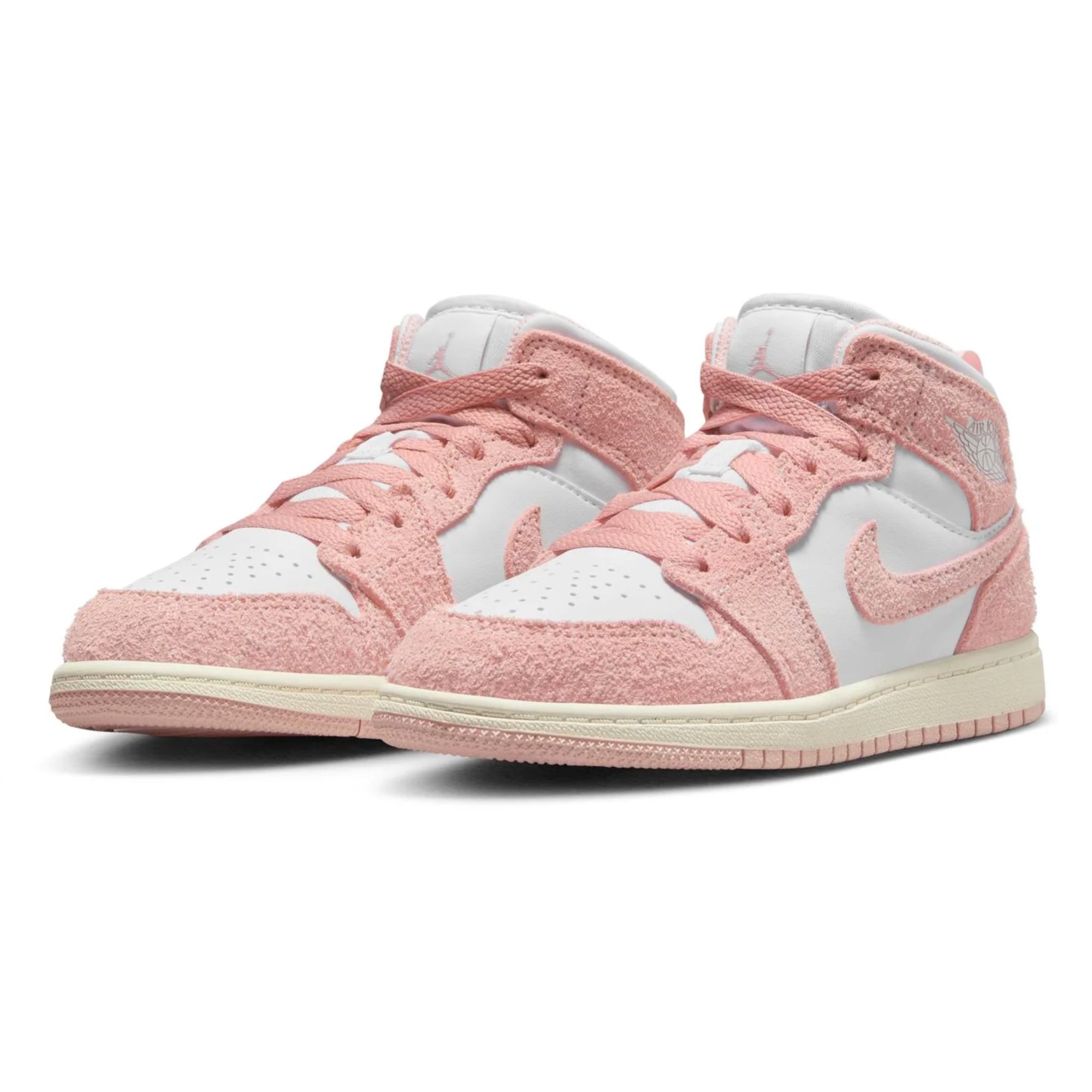 Tenis Jordan 1 Mid SE rosa con blanco para niñas Original FN7493161 