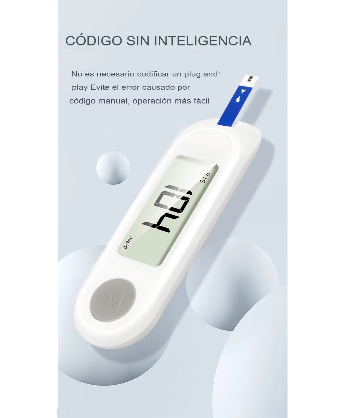 Medidor prueba azúcar 50 tiras reactivas rápidos digital casero profesional batería negro memoria glucosa 