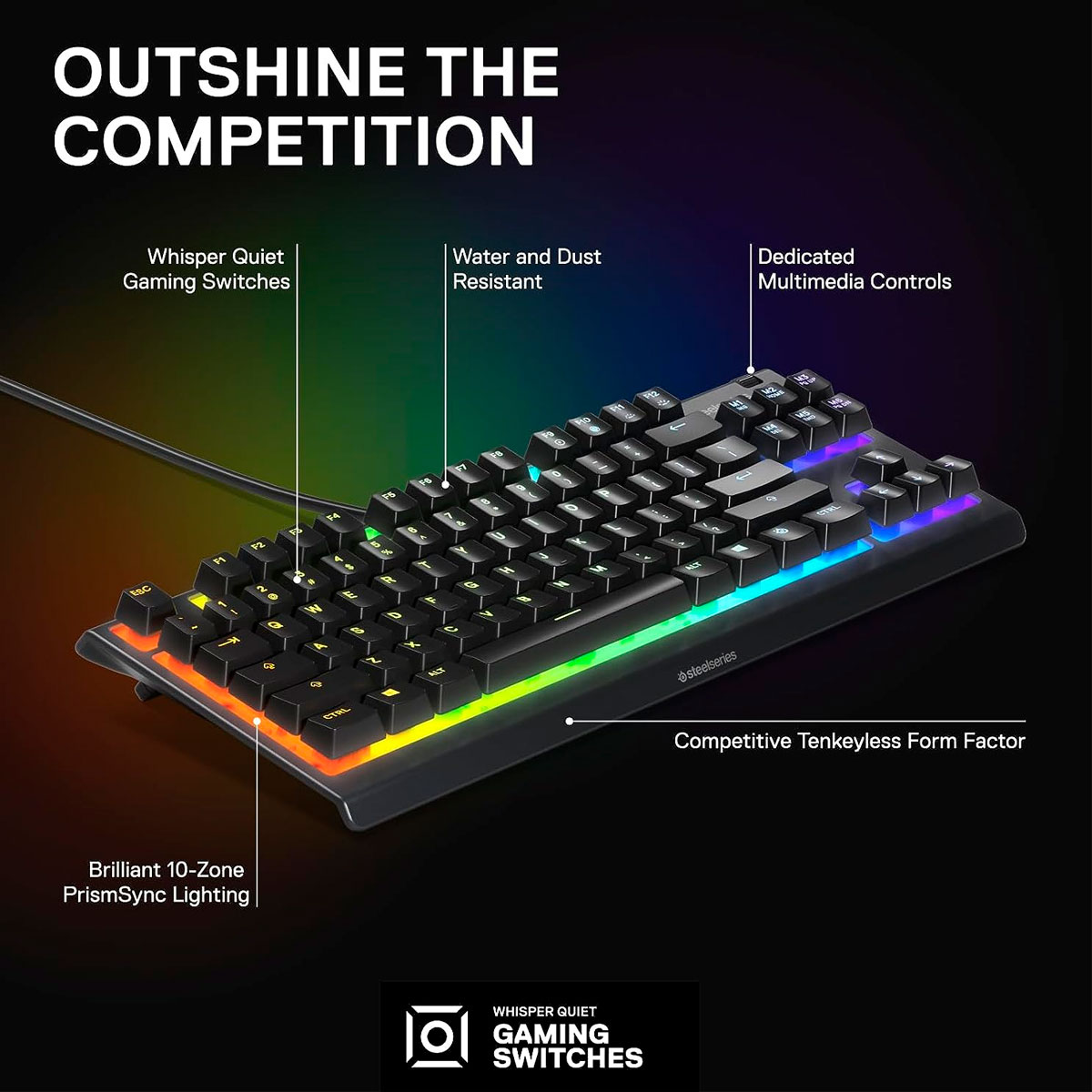 Teclado Gamer Apex 3 TKL RGB Mecánico SteelSeries Reacondicionado