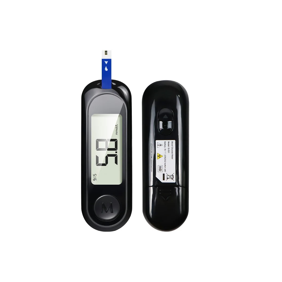 Medidor prueba azúcar 50 tiras reactivas rápidos digital casero profesional batería negro memoria glucosa 