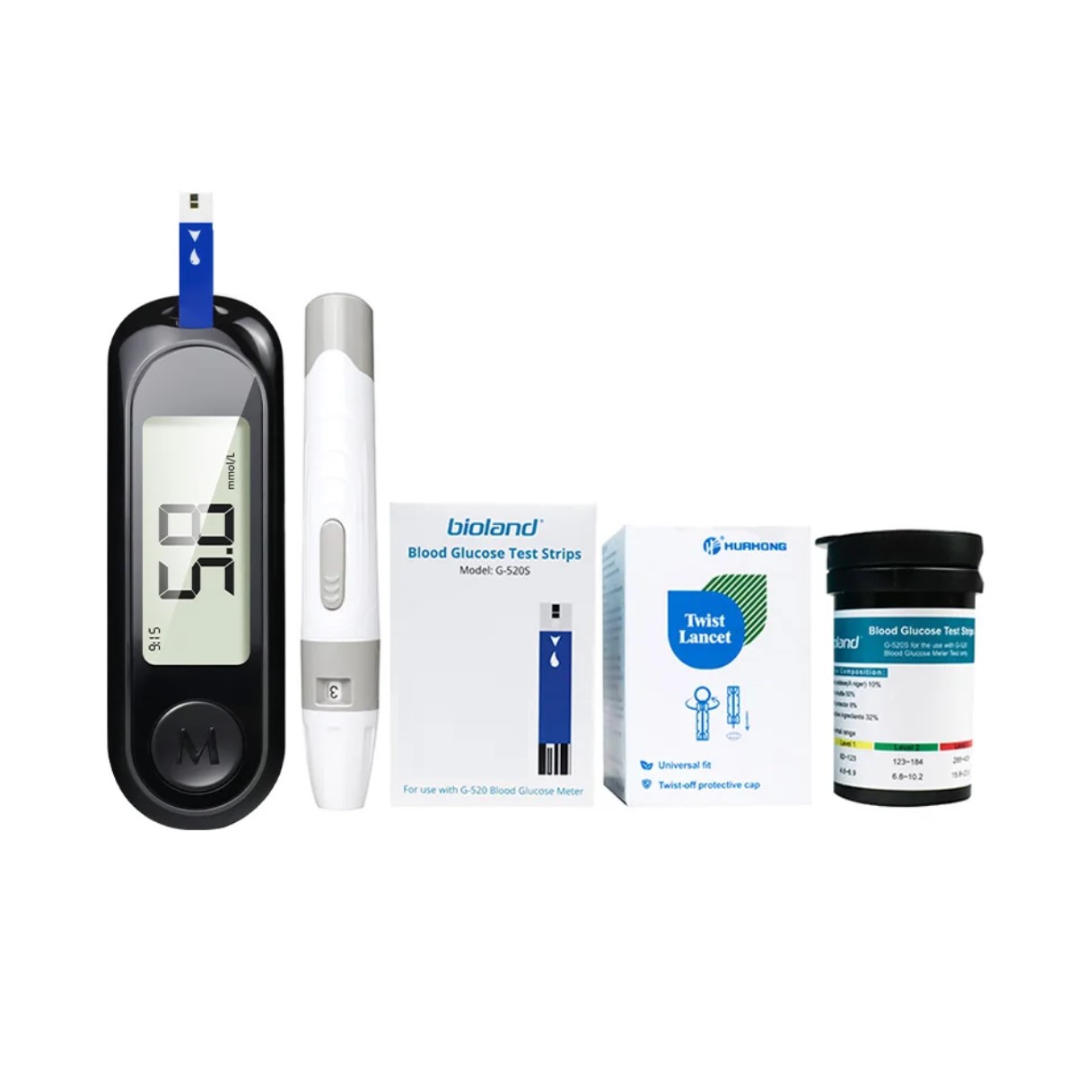 Medidor prueba azúcar 50 tiras reactivas rápidos digital casero profesional batería negro memoria glucosa 