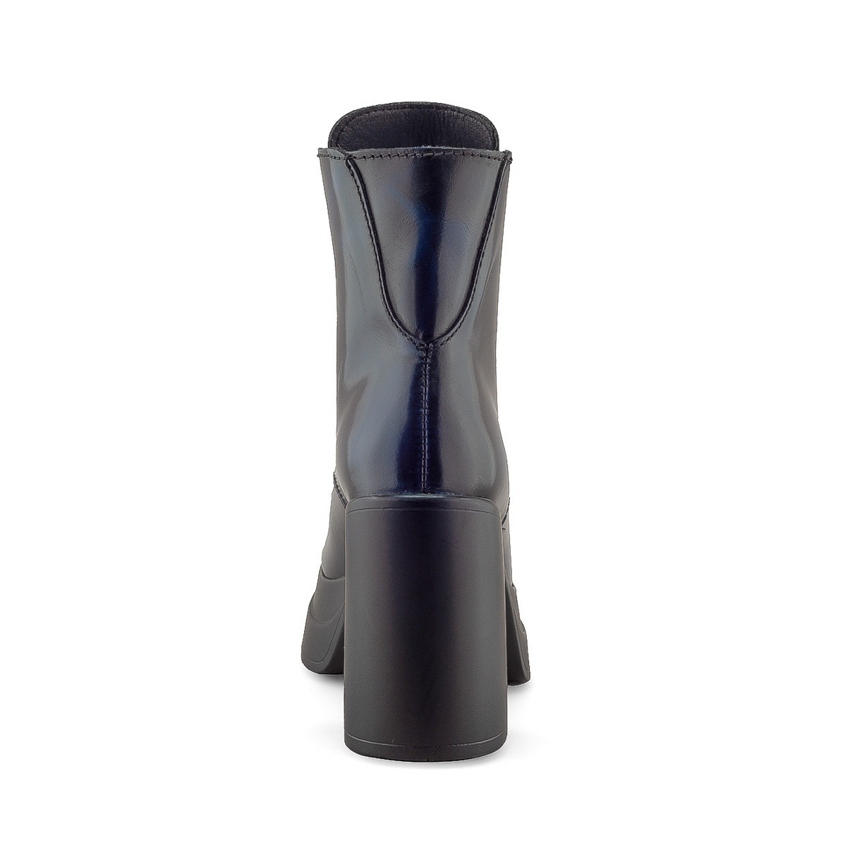 Bota Azul Marino de Piel con Tacón Alto y Plataforma Para Mujer