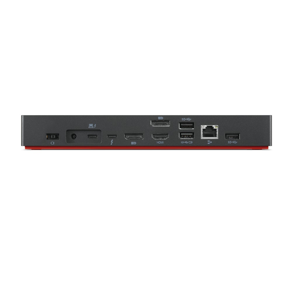 Lenovo Doking Station Thinkpad 40B00300US Thunderbolt 4, 1x USB-C 3.2, 4x USB 3.1, 1x HDMI, 2x DisplayPort, 1x RJ-45, Negro/Rojo.