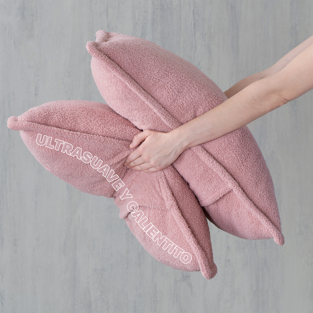 Cobertor Aborregado Edredón Afelpado Invernal King size + Fundas – Rosa REAL TEXTIL