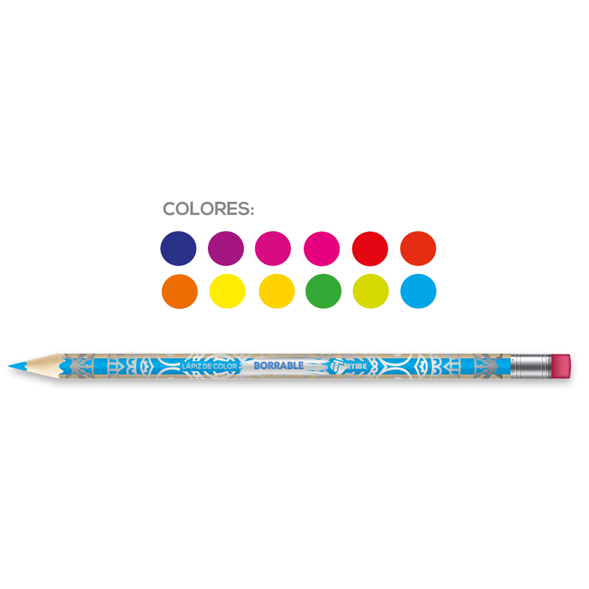 12 Piezas Lapices Triangulares De Colores Borrables Neon