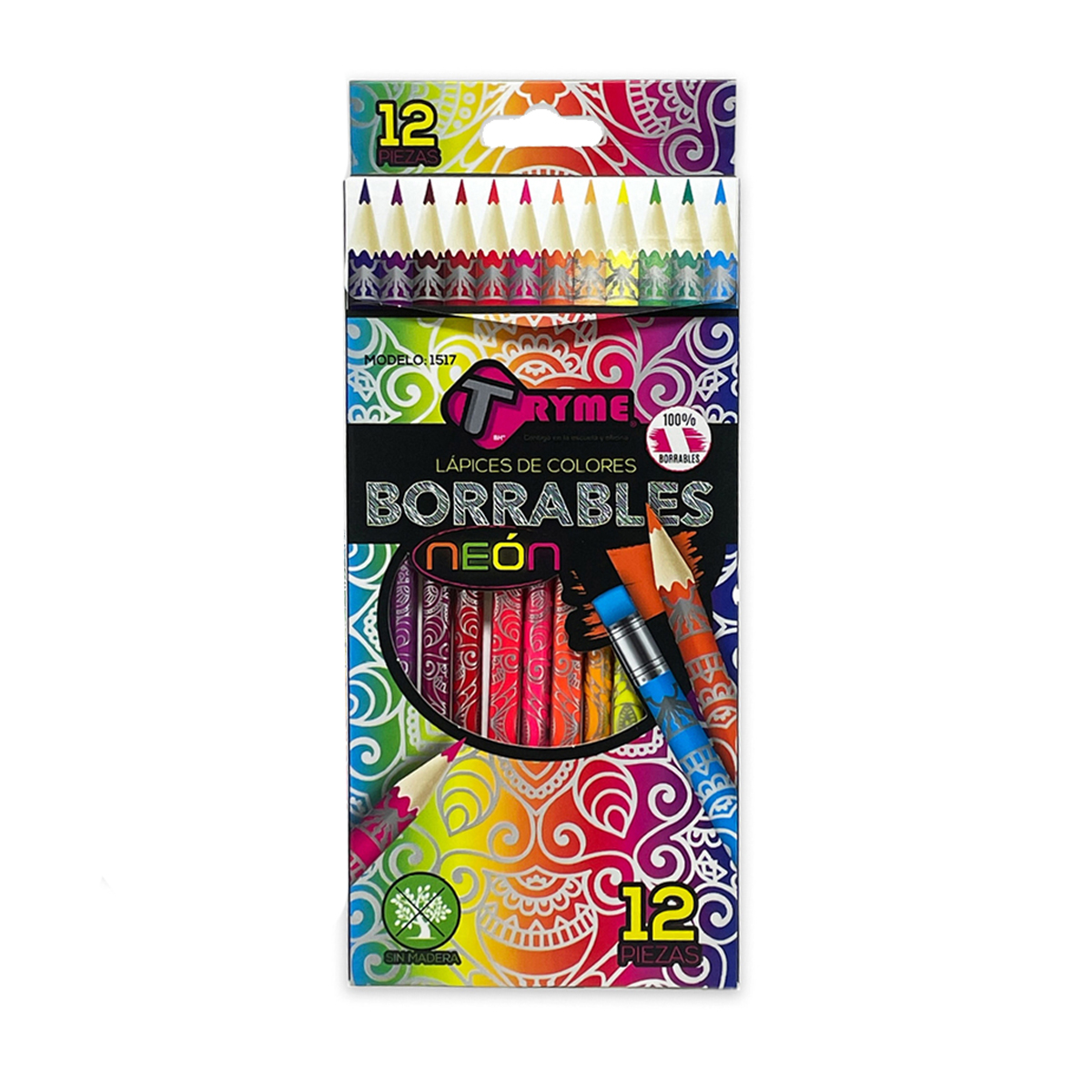 12 Piezas Lapices Triangulares De Colores Borrables Neon
