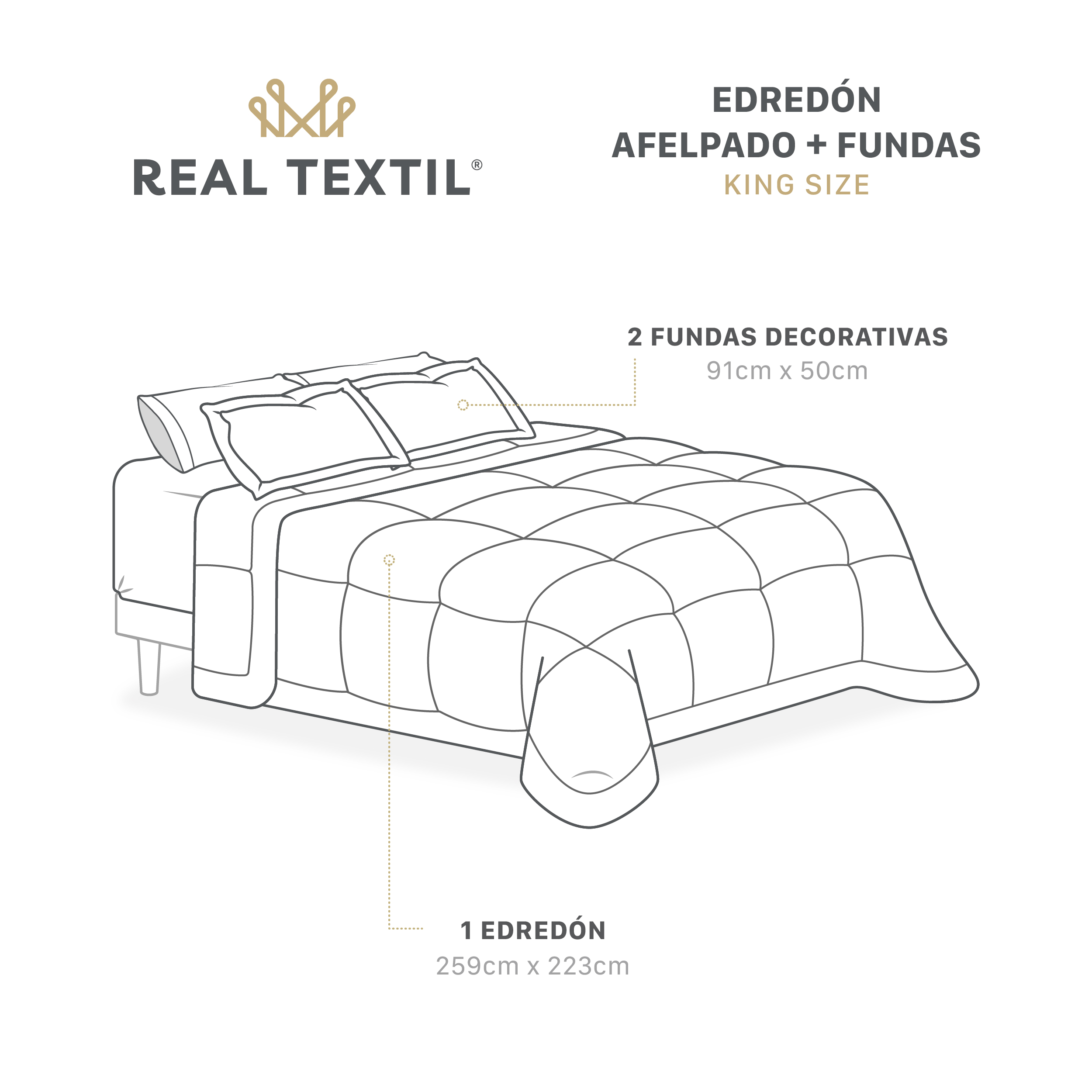 Cobertor Aborregado Edredón Afelpado Invernal King size + Fundas – Rosa REAL TEXTIL