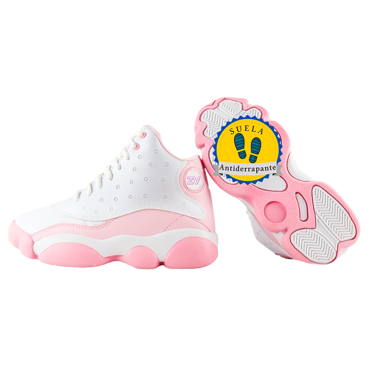 Tenis Bota Niña 100% Piel Arco Ortopédico Basquetbol 413-BR