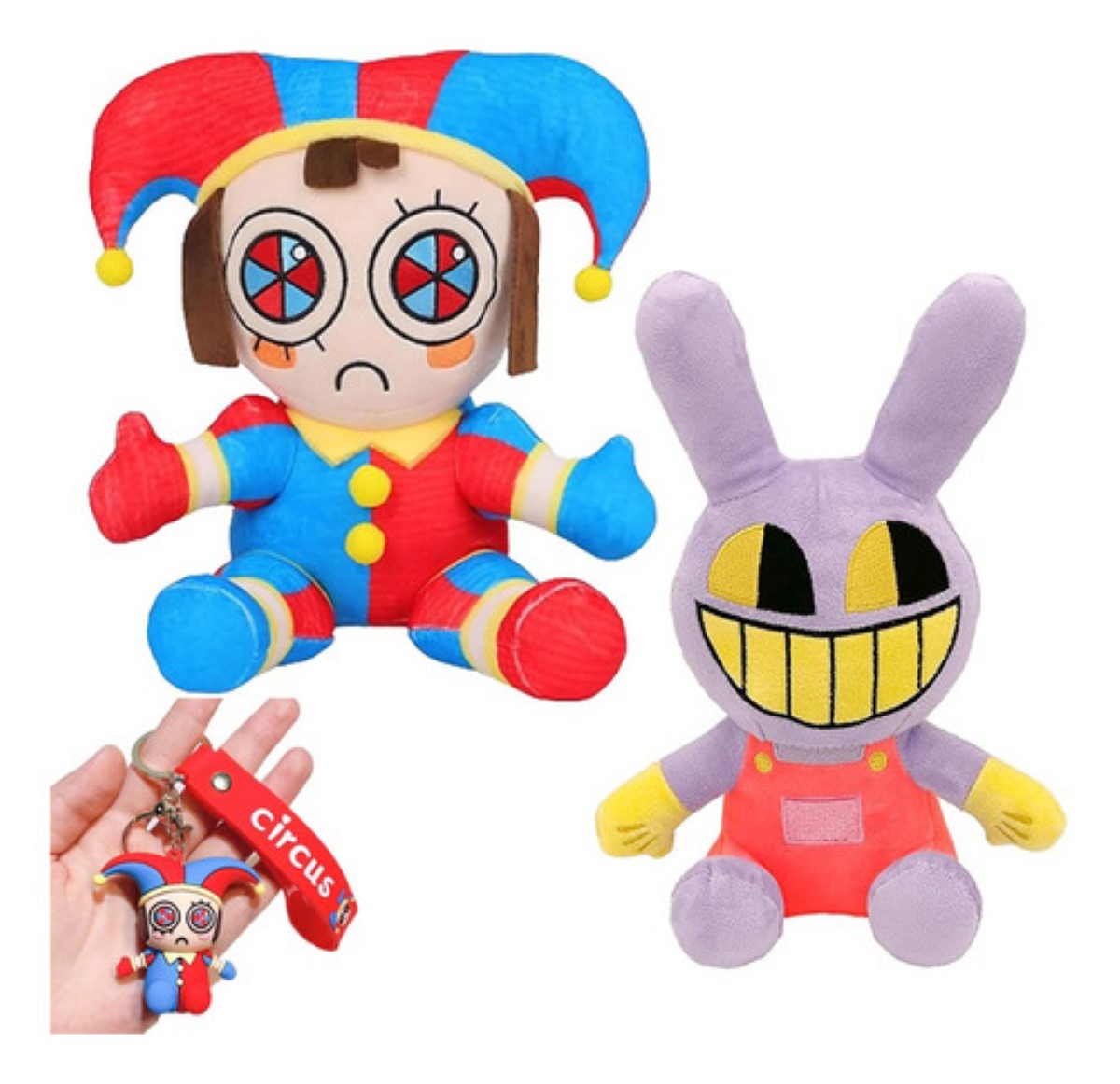 2x Digital Circus Peluche Pomni Y Jax 25cm + Llavero Payaso COLORES